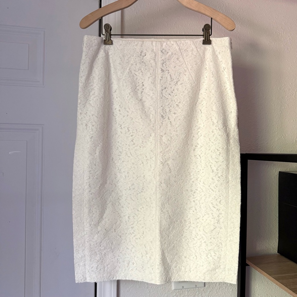NWT NO. 21 white lace cotton sheath pencil mini knee length skirt